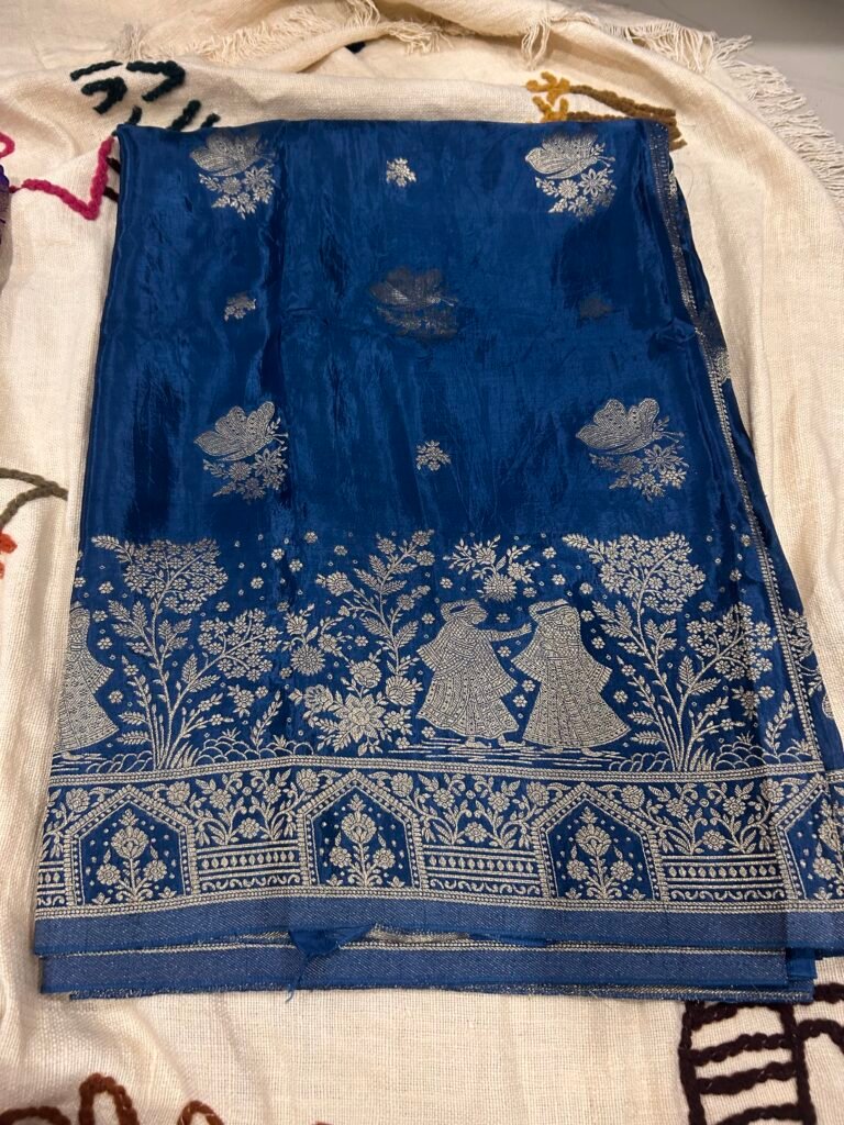 Peacock Blue Butterfly weaving - HO Silk