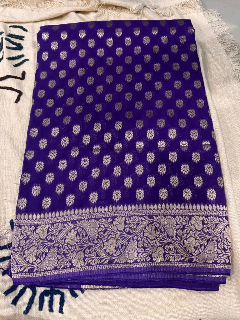 Premium Purple Khadi Georgette Saree