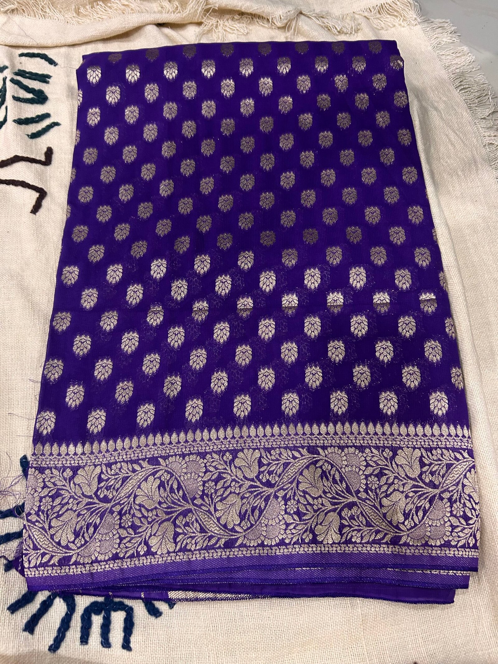 Premium Purple Khadi Georgette Saree