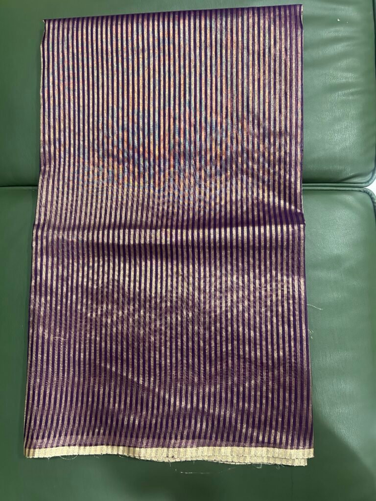 Purple and Golden Stripes Kora Saree