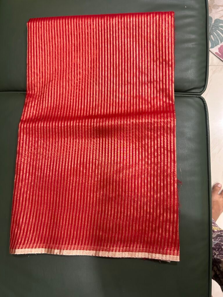 Red Stripes Kora Saree