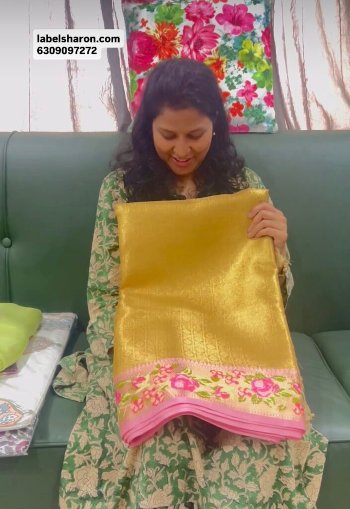 Golden Tissue Petit Point Work Saree