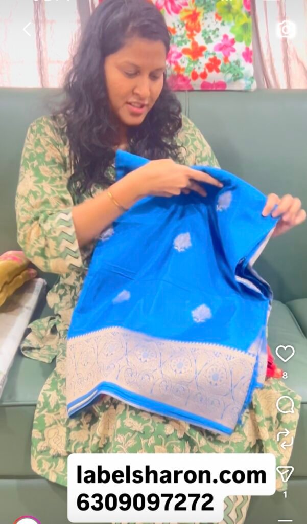 Sapphire Blue Pure Crepe Saree