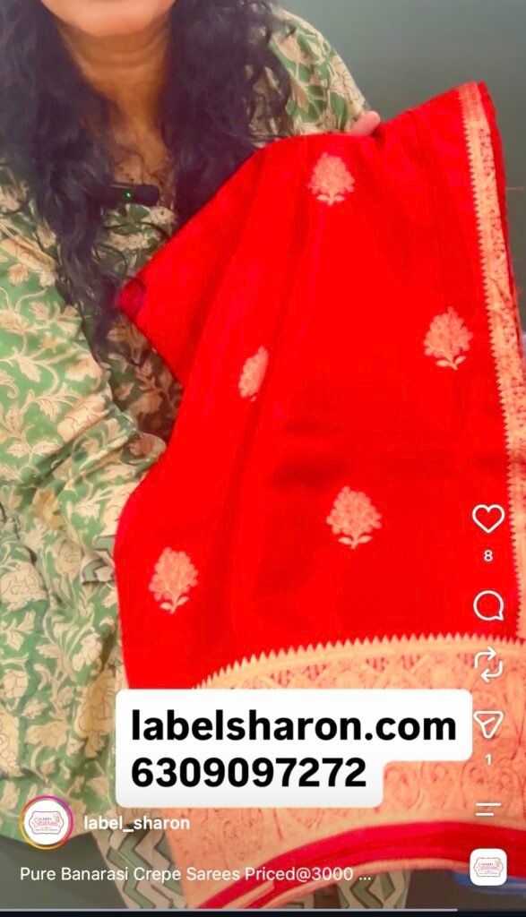 Red Banarasi Pure Crepe Saree