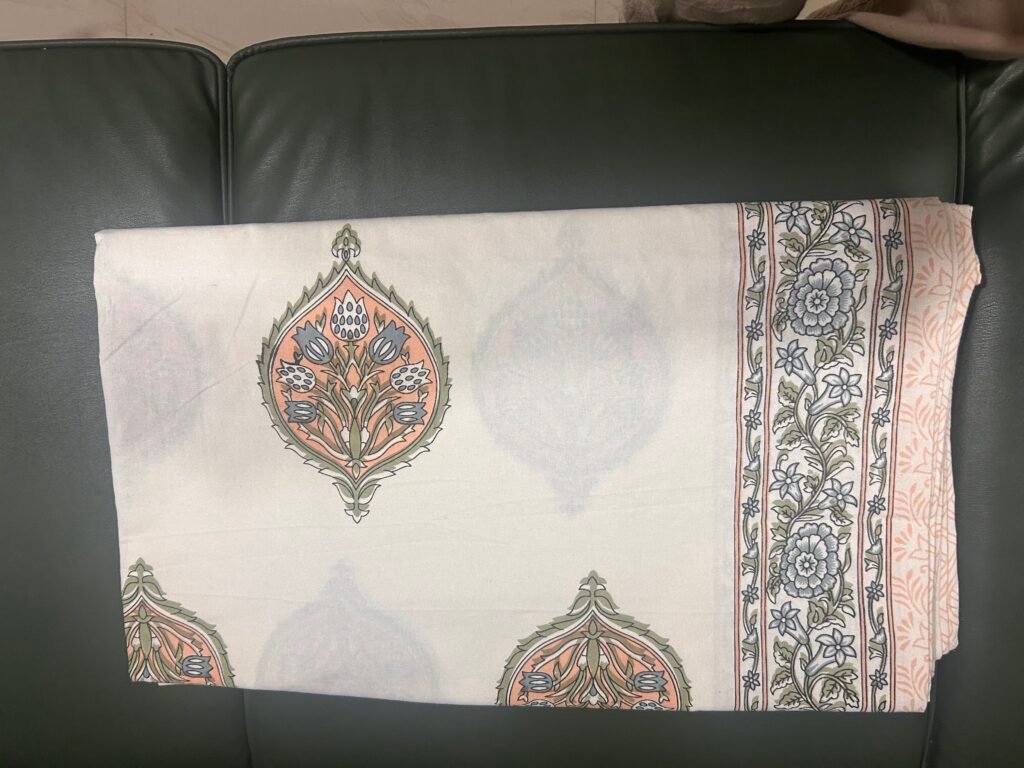 Premium Jaipur Hand-block King BedSheet - White