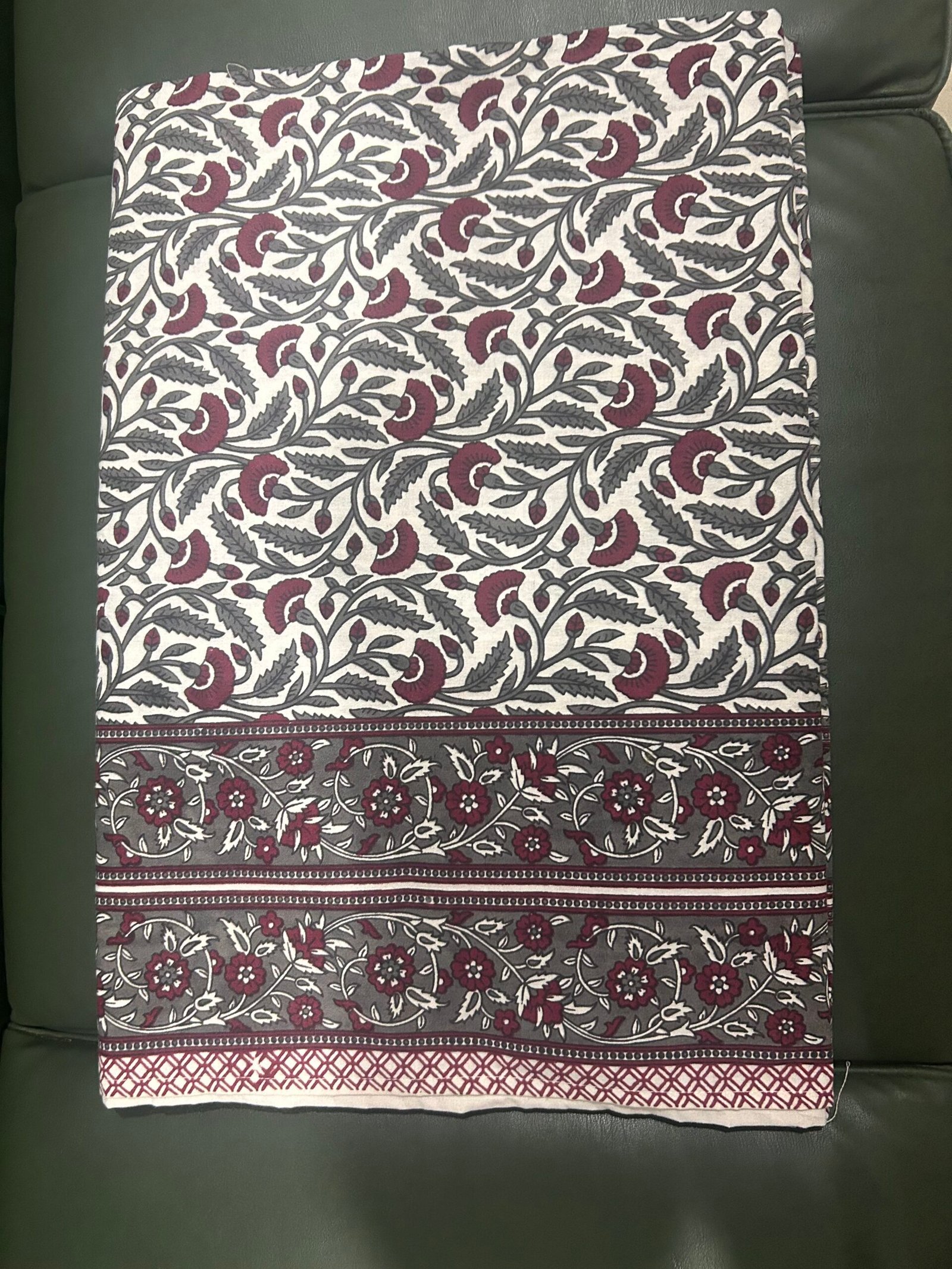 Premium Jaipur Hand-block King BedSheet - Wine and Grey