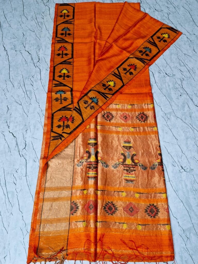 Pure Matka Paithani Silk Mark Certified - Orange