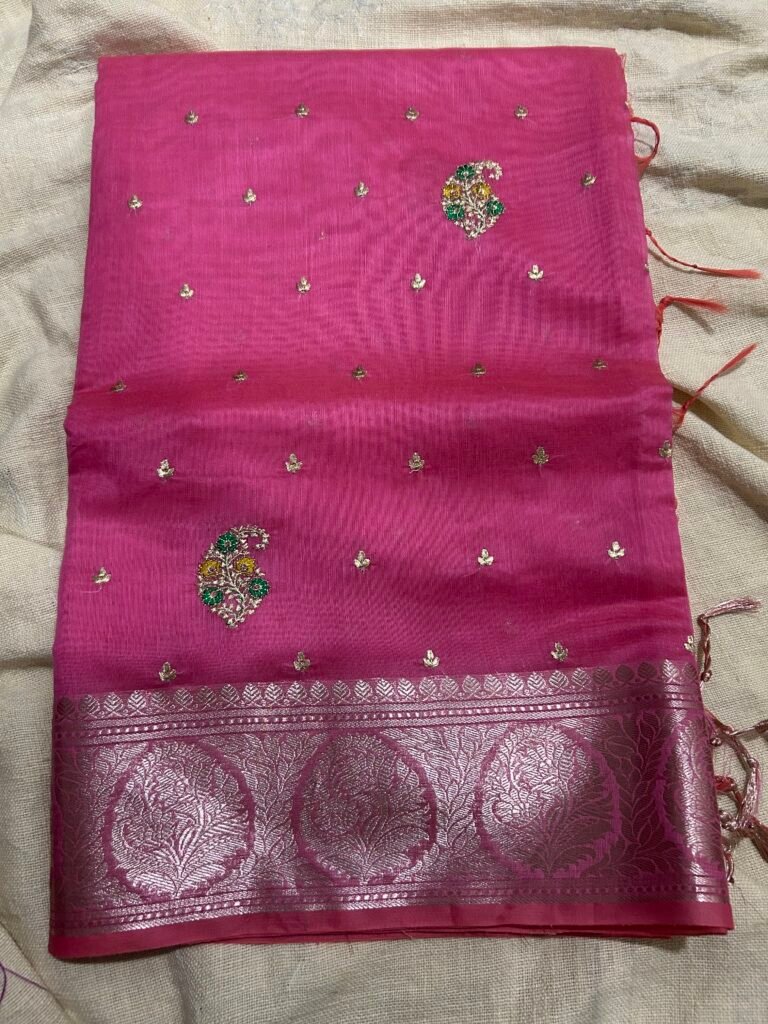 Pink Chanderi Saree