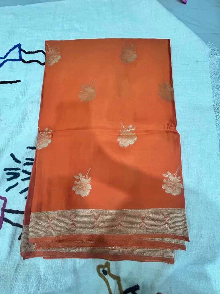 Pure Mashru Silk - Orange
