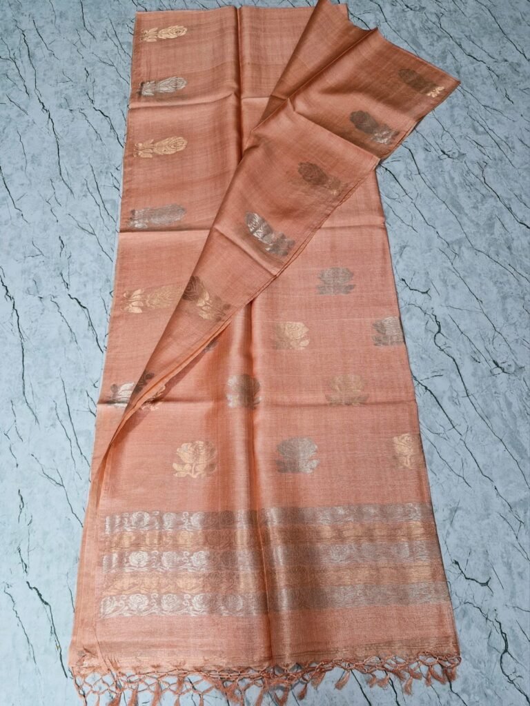 Pure Tussar Silk Mark Certified - Peach