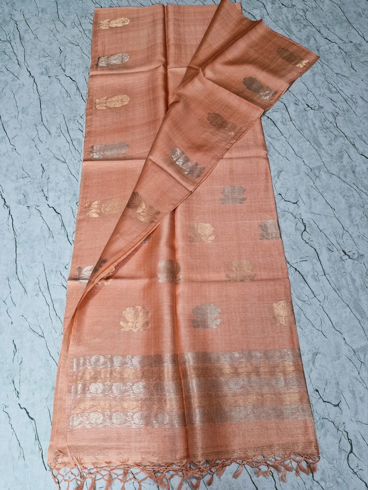 Pure Tussar Silk Mark Certified - Peach